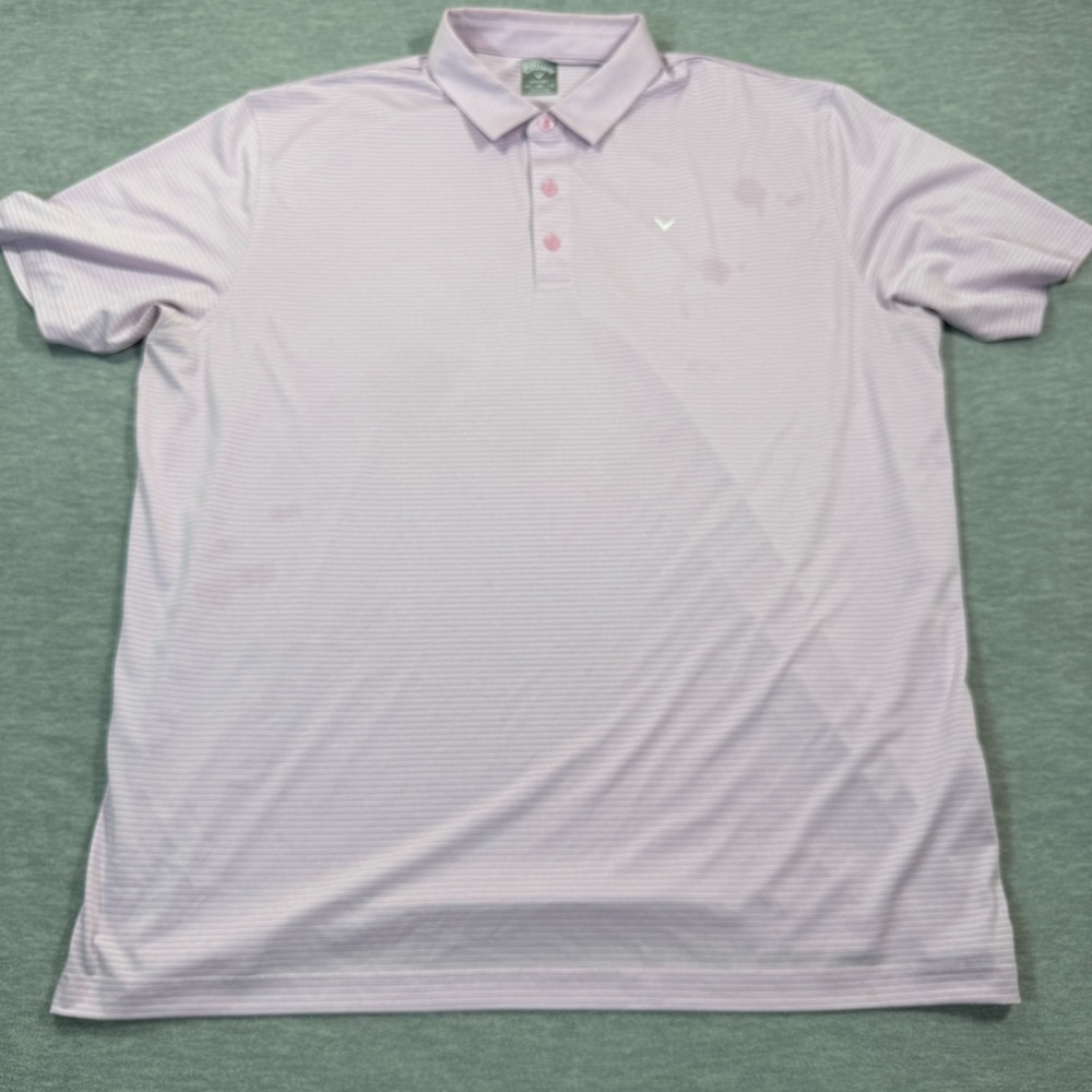 Callaway Golf Polo Mens XXL Pink Striped Opti-Dri Performance Short Sleeve Top